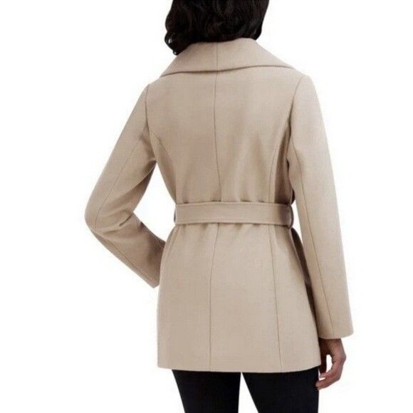 NWT Tahari Faux Wool Wrap Coat Cream Size XS - Picture 2 of 3